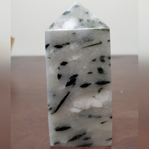 Green Tourmaline Crystal Tower in Quartz Matrix - Picture 3 of 11